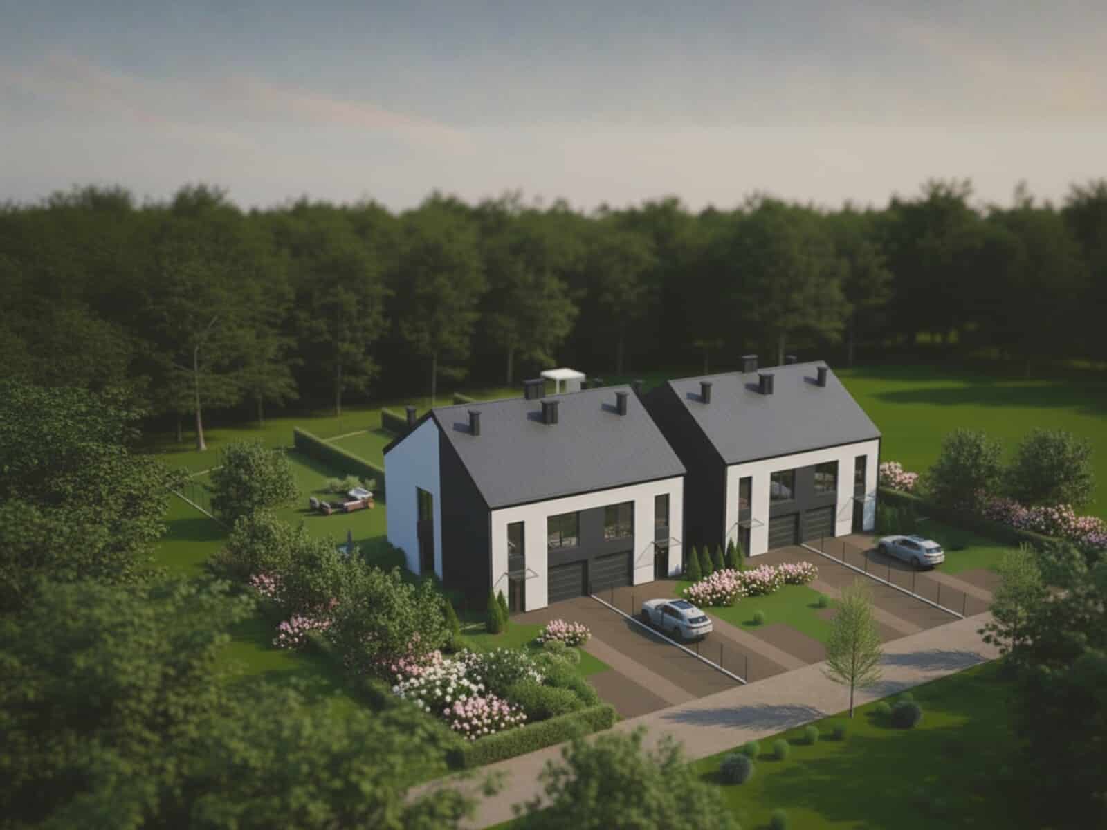 Osiedle Łapalicka - widok osiedla z lotu ptaka z podziałem na działki